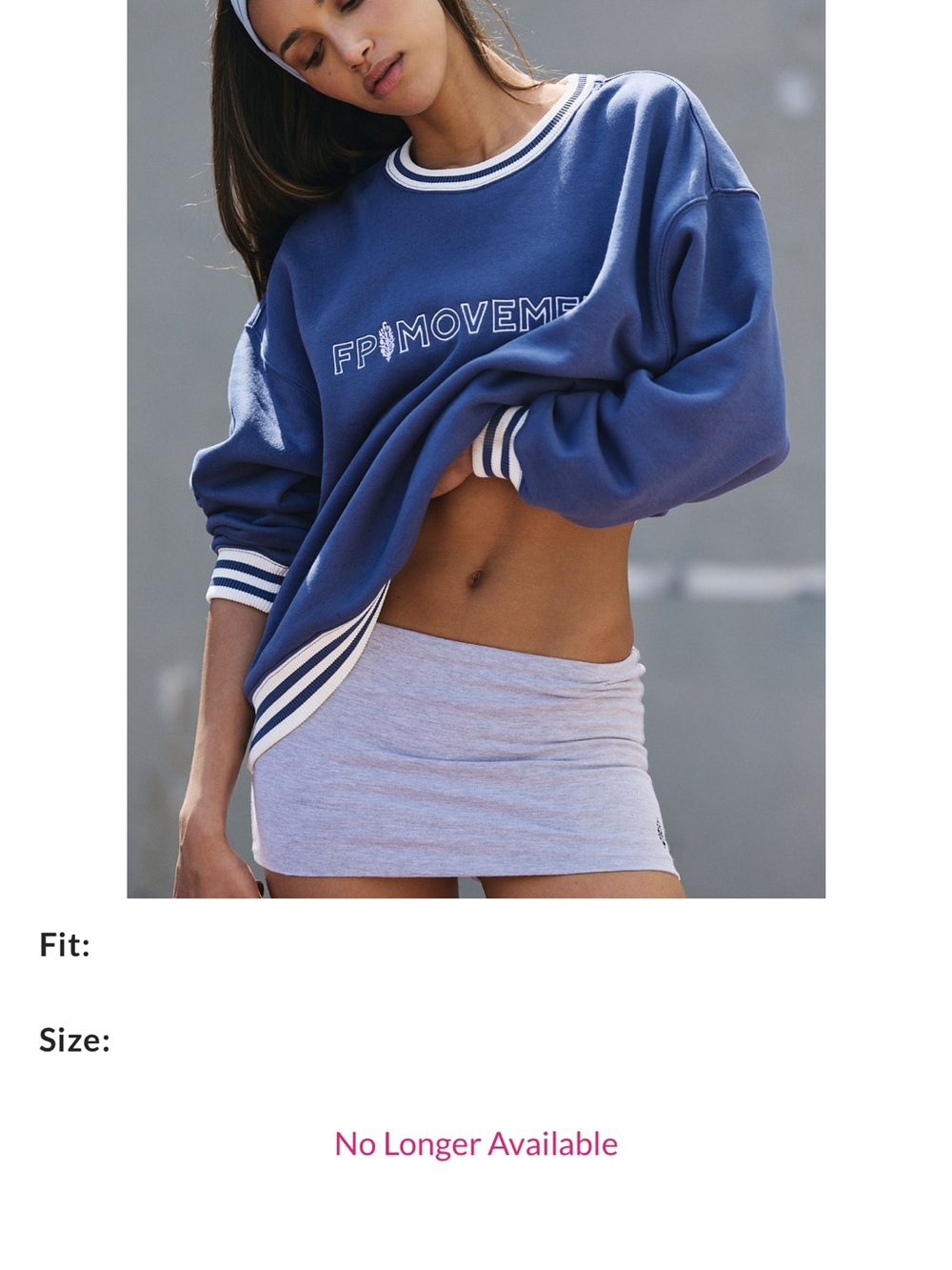 FP Movement by Free People Blue Crewneck Sweatshirt with White Stripes sold out